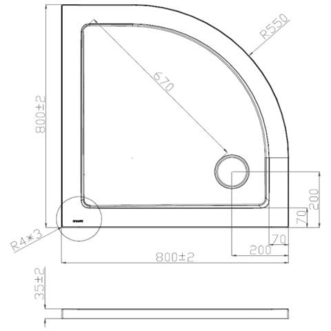 Piatto Doccia 80x80 Cm Semicircolare Ribassato Resina H3.5 Cm Monaco Bianco - Foto 2
