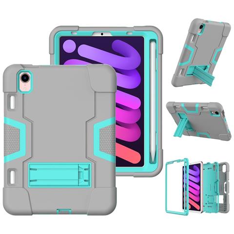 Custodia Per Ipad Mini 6 8.3” Con Supporto E Alloggiamento Per Stilo Grigia - Foto 4