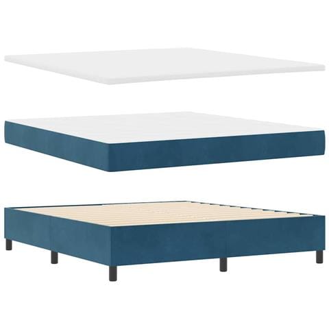 Letto a molle con materasso Blu scuro 180 x 200 cm Velluto - Foto 1