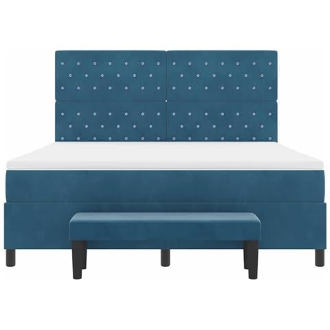 Letto a molle con materasso Blu scuro 180 x 200 cm Velluto - Foto 9