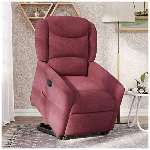Poltrona Alzapersona Reclinabile Rosso Vino in Tessuto - Foto 2