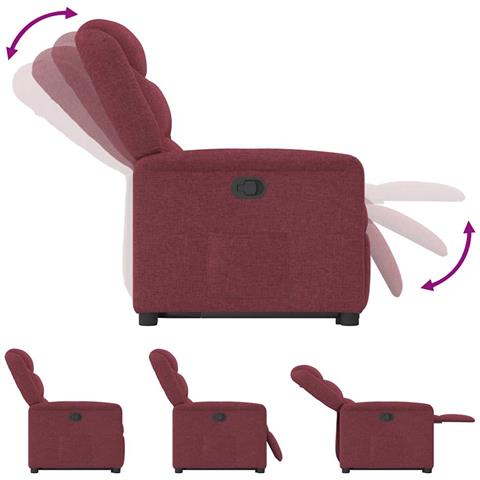 Poltrona Alzapersona Reclinabile Rosso Vino in Tessuto - Foto 9