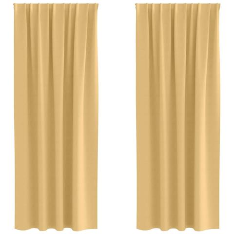 Tende con tende 2 pcs Beige Poliestere - Foto 1
