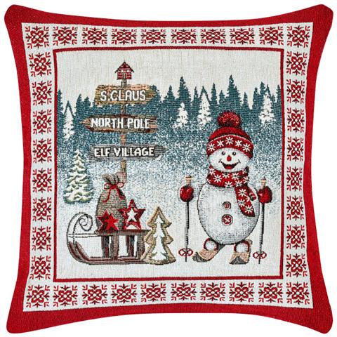 Federa Cuscino Arredo Casa Fodera Tessuto Cinigliato Fantasie Natalizie Made Italy 40x40 Polo Nord - Foto 1