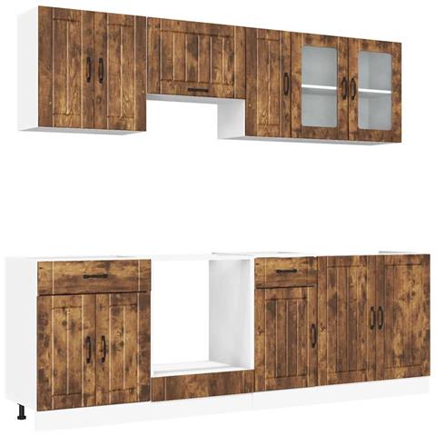 Set Mobili da Cucina 8 pz Lucca Rovere Fumo Legno Multistrato - Foto 1