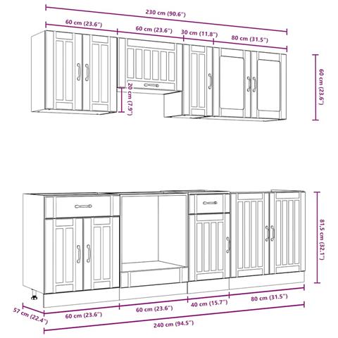 Set Mobili da Cucina 8 pz Lucca Rovere Fumo Legno Multistrato - Foto 9