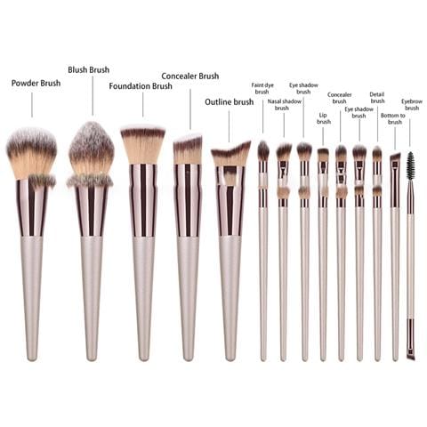 Set Di 14 Pennelli Trucco Con Spugnette E Accessori - Kit Completo Di Pennelli Cosmetici - Foto 2