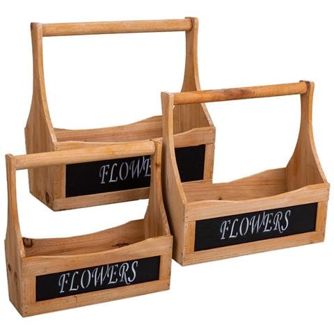 Set Di 3 Cestini In Legno Marrone - Foto 1