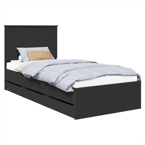 Struttura del letto Nero 90 x 200 cm Legno Ingegnerizzato - Foto 1