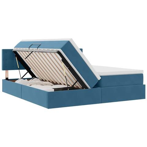 Letto con luci a strisce a LED Blu Scuro 180 x 200 cm Velluto - Foto 9