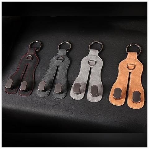 Gancio Doppio Multiuso Per Auto — Gancio Poggiatesta Metallico Rivestito Scamosciato, Organizzatore Sedile Ad Alta Capacità Gray - Foto 2
