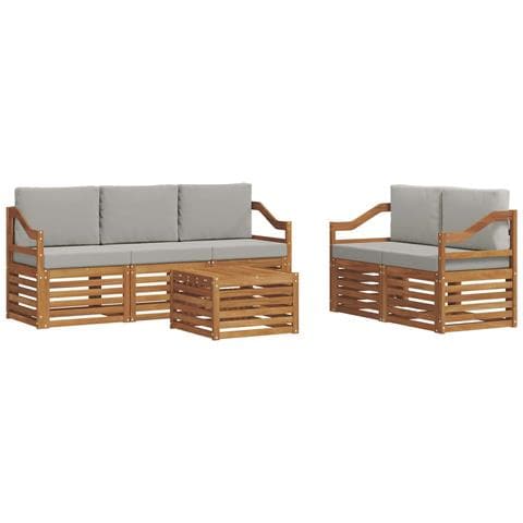 Set divani con cuscino 6 pcs Grigio Naturale e Chiaro - Foto 1