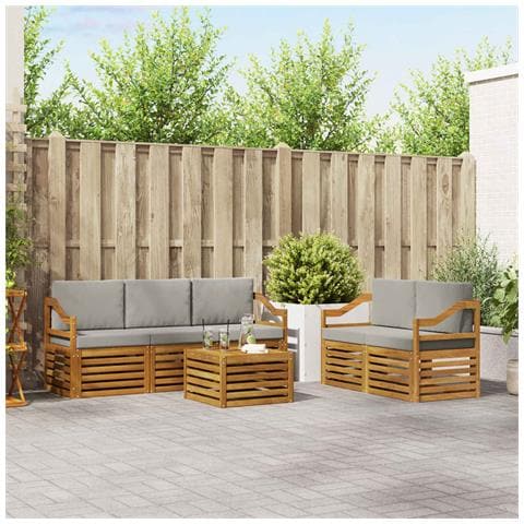Set divani con cuscino 6 pcs Grigio Naturale e Chiaro - Foto 2