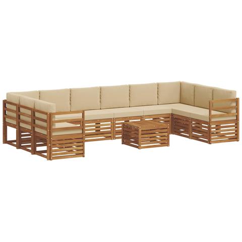 Set divani 11 pcs Naturale e Beige Legno di Acacia Massello - Foto 1