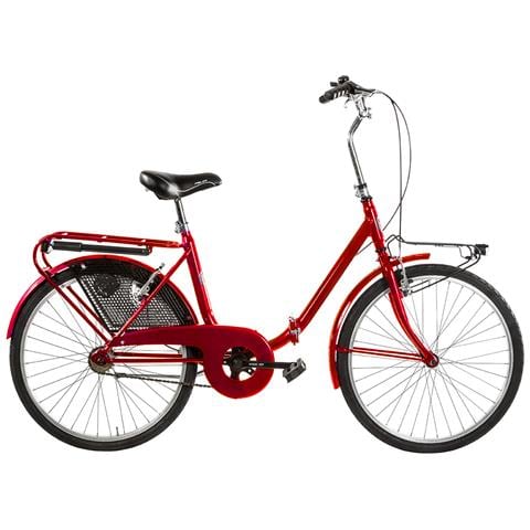 Bici Richiudibile Misura 24 Bicicletta Pieghevole Stile Graziella Unisex Per Adulti Grz24 Completa Di Accessori Con Luci A Led - 45 Rosso - Foto 1