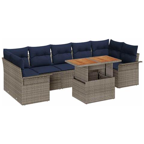 Set Divano da Giardino 8 pcs Grigio Poly Rattan - Foto 1