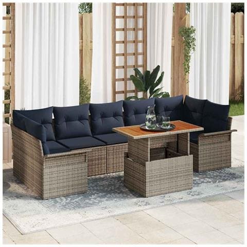 Set Divano da Giardino 8 pcs Grigio Poly Rattan - Foto 2