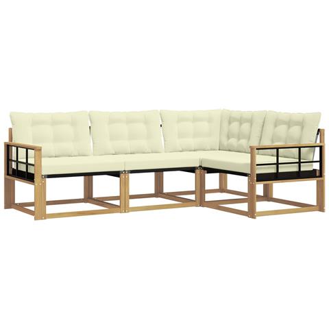 Set di divani da esterno con cuscino 4 pcs Bianco e Crema - Foto 1
