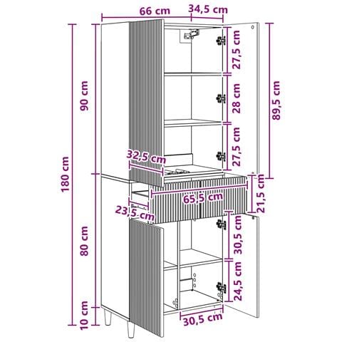 Set di armadi 2 pcs Bianco Lucido 66 x 34,5 x 90 cm - Foto 9
