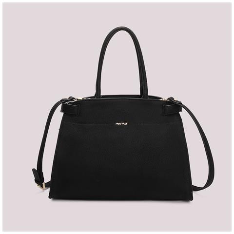 borsa shopping con fianchi effetto camoscio NERO - Foto 1