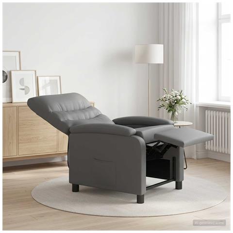 Poltrona reclinabile Grigio Similpelle - Foto 2