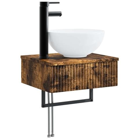 Set di mobili per il bagno 3 pz Rovere Fumo - Foto 2