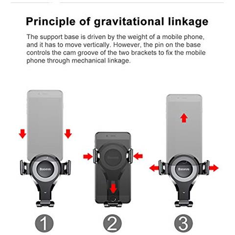 Supporto Per Smartphone Da Auto A Gravità Da Fissare Al Cruscotto, Nero / Argento - Foto 2