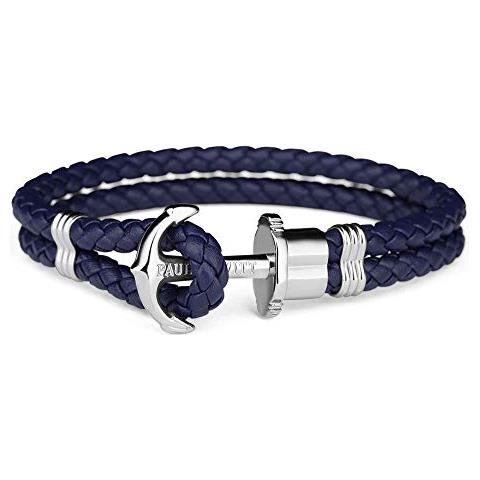 Phrep - Bracciale Donna E Uomo Annuncio Ancora - Unisex Bracciali In Pelle (blu Navy) Con Ciondolo Ancora In Acciaio Inossidabile (acciaio)  - Foto 1
