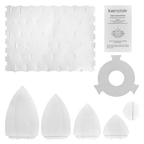 Puzzle Lampada A Sospensione Ombra - Lotus Flower Fai Da Te Jigsaw Paralume Kit - Per Hanging Luce Di Soffitto O Lampada Da Terra - Diametro 20 (50cm) - Bianco - Foto 4