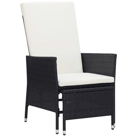 Sedia Da Giardino Reclinabile Con Cuscino In Polyrattan Nero - Foto 1