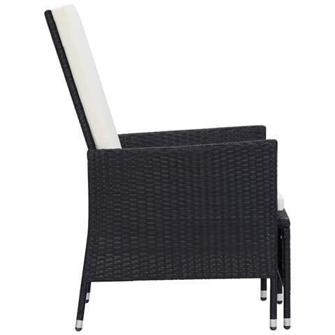 Sedia Da Giardino Reclinabile Con Cuscino In Polyrattan Nero - Foto 8