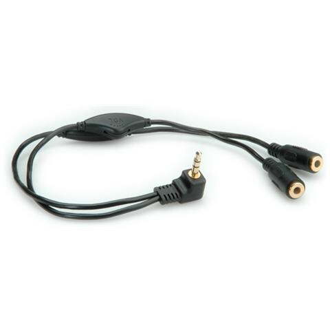 Y Audio Cable with 3.5 mm Stereo Plug (2x speaker lines) , Volume Control, Nero - Foto 1