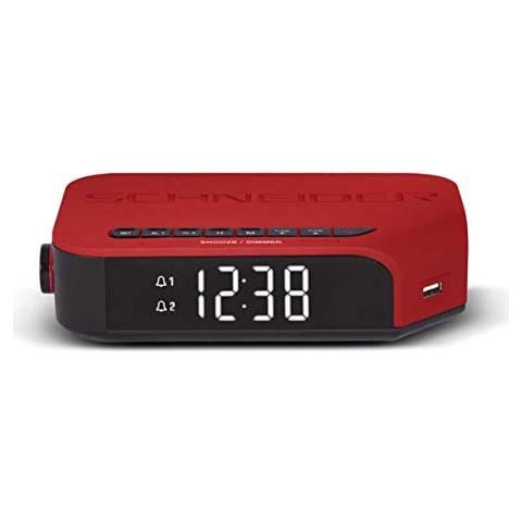 Radio Viva Rosso · Radio FM · doppio allarme programmabile · sveglia di allarme o radio · funzione snooze allarme · porta di ricarica USB adattatore di batterie - Foto 1