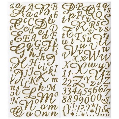 Adesivi Con Alfabeto E Numeri Glitter Dorati - Foto 1