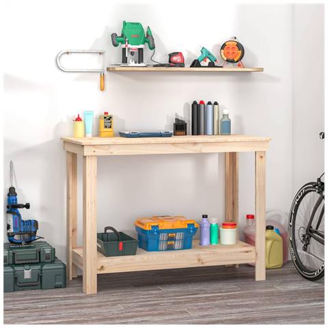 Banco Da Lavoro 110x50x80 Cm In Legno Massello Di Pino - Foto 6