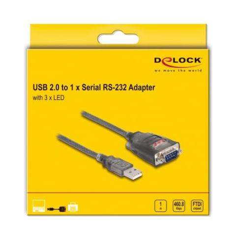 Adattatore Usb 2.0 Tipo-a A 1 X Seriale Rs-232 D-sub 9 Pin Maschio Con Dadi Con 3 X Led 1 M - Foto 2