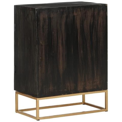 Credenza Nera 55x34x75 Cm In Legno Massello Di Mango E Ferro - Foto 10