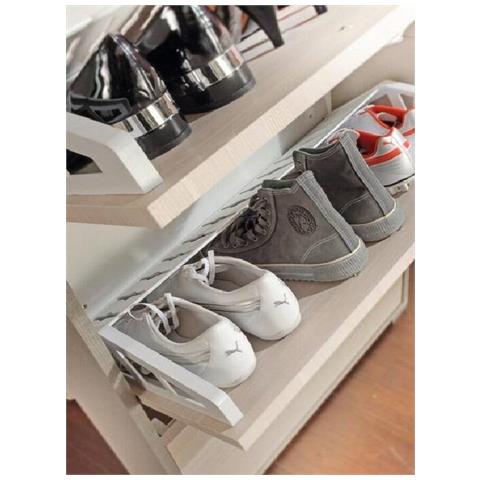 Scarpiera Surfinia, Mobile Multiuso Da Ingresso Con 5 Ante A Ribalta, Armadietto Portascarpe A Doppia Profondità, 100% Made In Italy, 67x28h183 Cm, Cemento - Foto 4