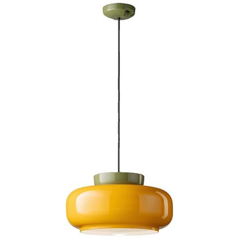 Sospensione Vintage Decò Maracana Ceramica-vetro Giallo-verde 1 Luce E27 - Foto 1