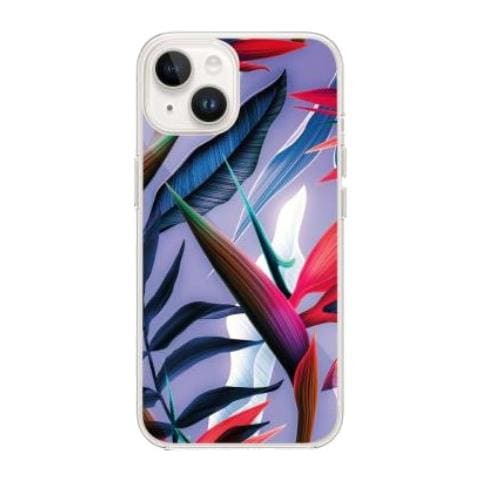 Cover Per Iphone 13/14 In Resina Foglie Rosa, Blu / Rosa - Foto 1