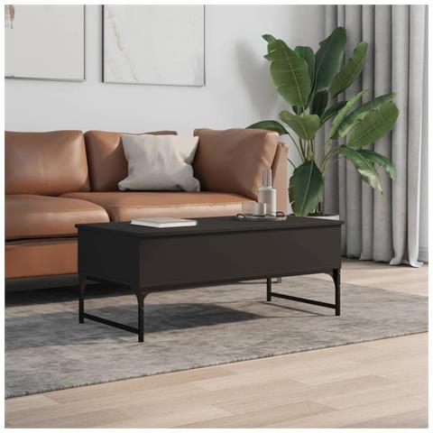 Tavolino Salotto Nero 100x50x40 Cm Legno Multistrato E Metallo - Foto 3