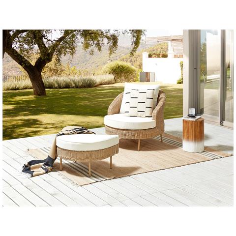 Poltrona Da Giardino Rattan Naturale Con Ottomana Arcille - Foto 1