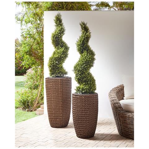 Set Di 2 Vasi Per Piante Cedrus Rattan Sintetico 37/45 Cm Marrone - Foto 9