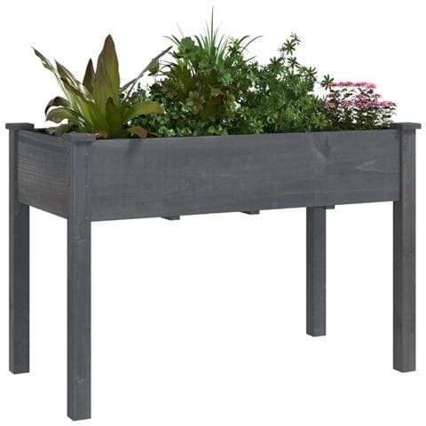 Fioriera Con Fodera Grigia 118x59x76cm Legno Massello Di Abete - Foto 2