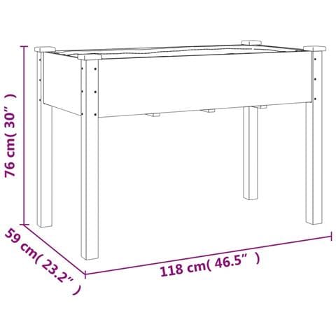 Fioriera Con Fodera Grigia 118x59x76cm Legno Massello Di Abete - Foto 7
