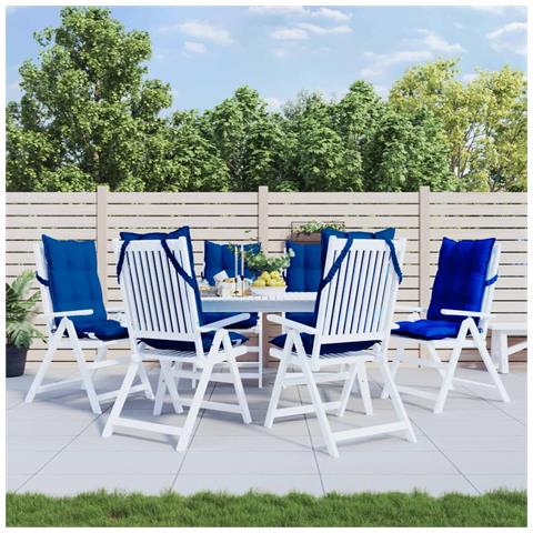 Cuscini Sedia Con Schienale Alto 6 Pz Blu Reale Tessuto Oxford - Foto 1