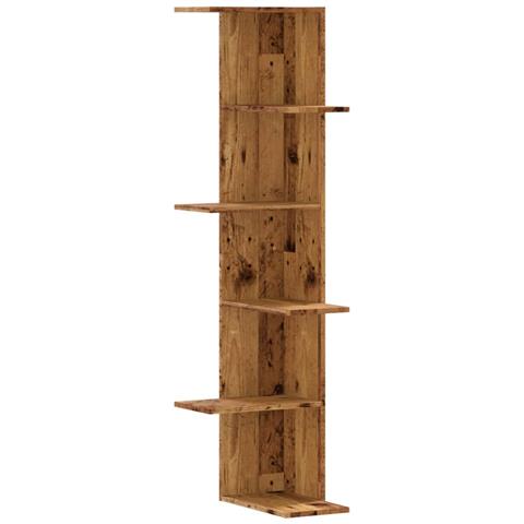 Scaffale Angolare Muro Legno Antico 36,5x36,5x140cm Multistrato - Foto 2