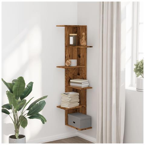 Scaffale Angolare Muro Legno Antico 36,5x36,5x140cm Multistrato - Foto 3