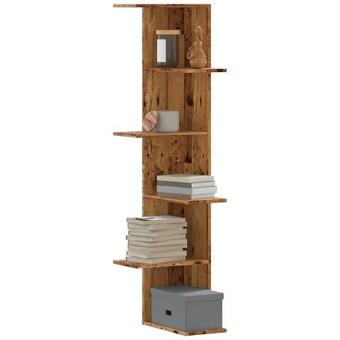 Scaffale Angolare Muro Legno Antico 36,5x36,5x140cm Multistrato - Foto 1