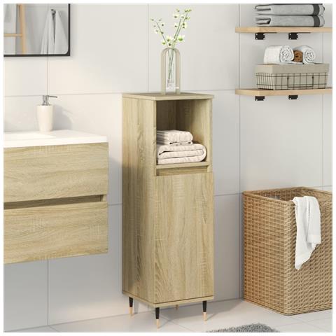 Armadietto Da Bagno Rovere Sonoma 30x30x100cm Legno Multistrato - Foto 3
